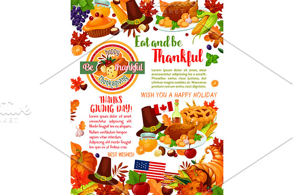 Thanksgiving Day Holiday Greeting Banner Template