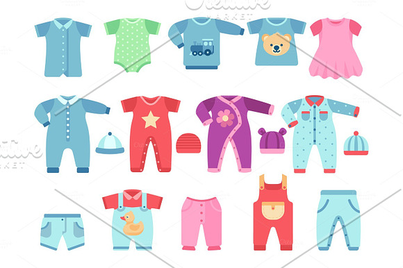 Boy And Girl Baby Garments Infant Vector Clothes