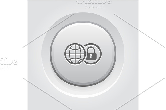 Global Security Icon Grey Button Design