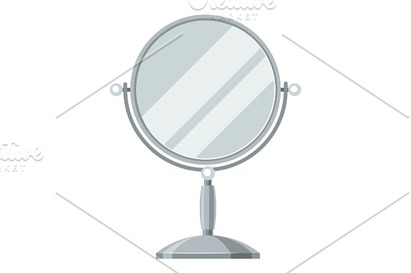 Mirror For Make Up Illustration Of Object On White Background In Flat Design Style