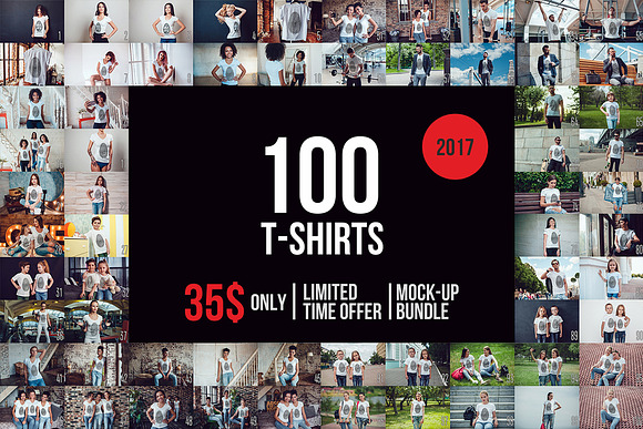 100 T-Shirt Mock-Up Bundle 2017 - Product Mockups