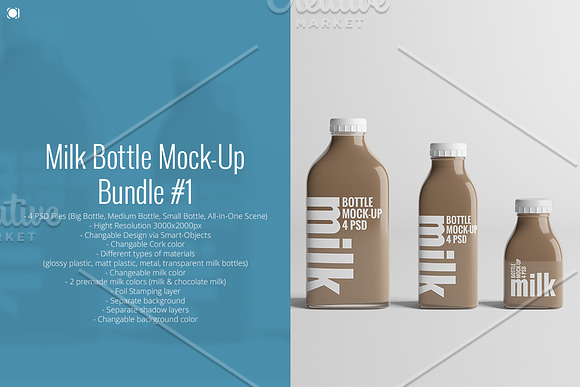 Download [-33%] Milk Bottle Mock-Up Bundle #1