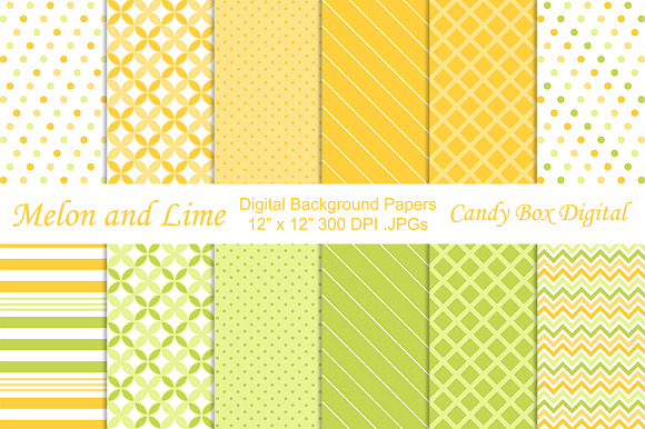 Melon Lime Digital Background Papers in Patterns