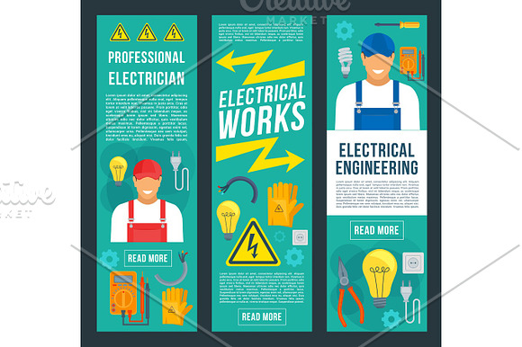 Electrician And Electrical Works Banners
