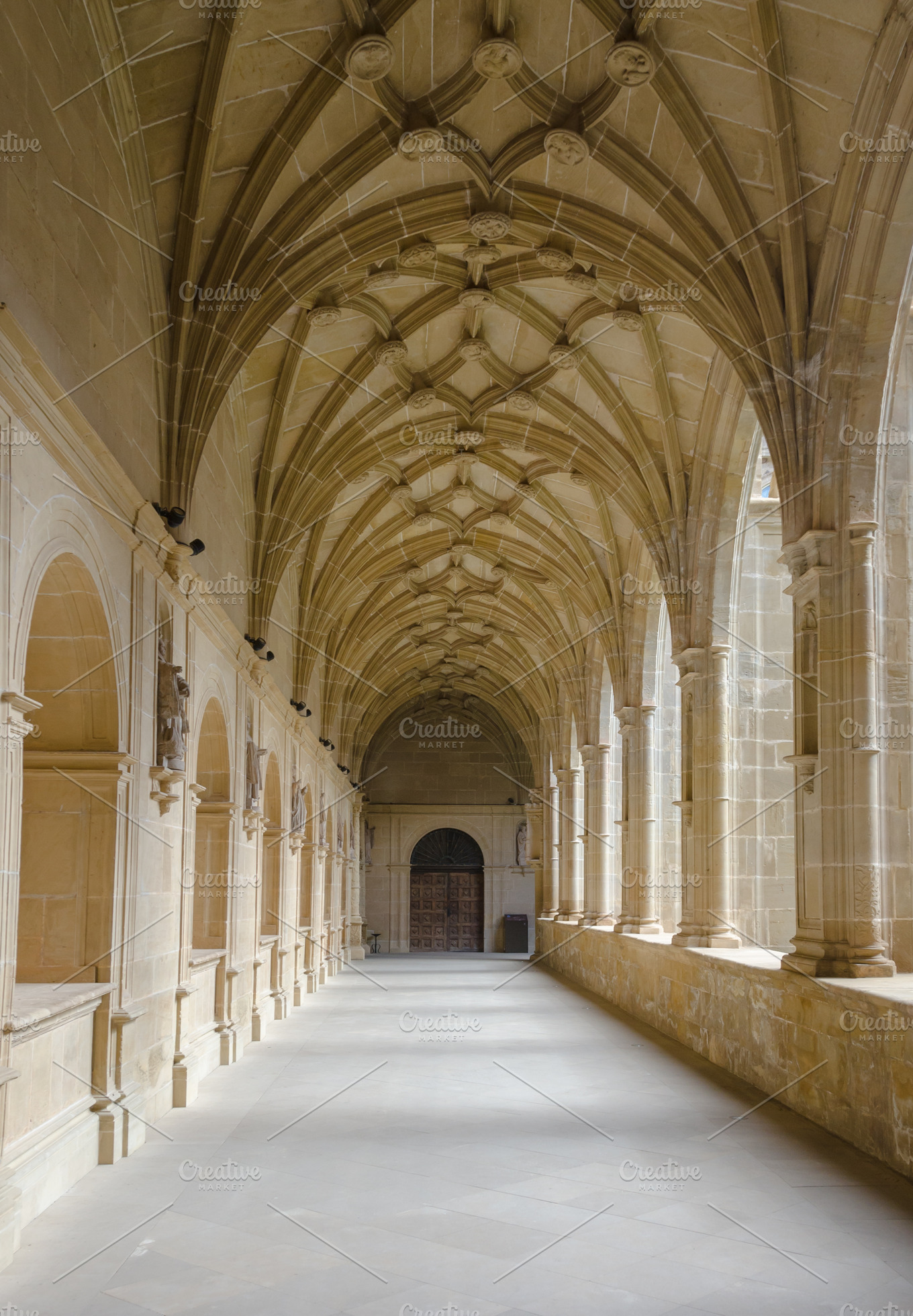 Medieval cloister in monastery ~ Architecture Photos ~ Creative Market