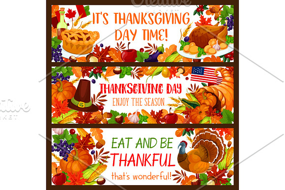 Autumn Holiday Banner Set For Thanksgiving Design