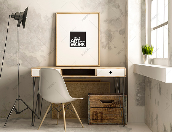 Free Frame Poster Mockup Industrial Style