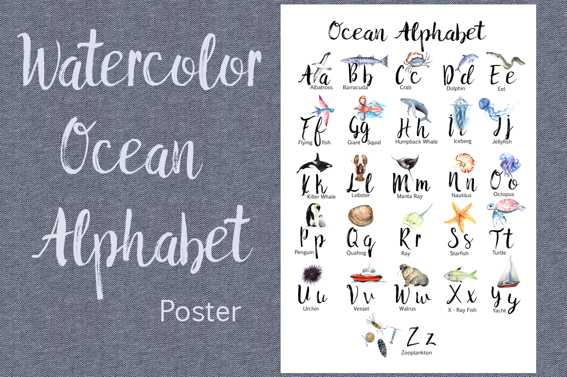 watercolor-ocean-alphabet-poster-illustrations-creative-market