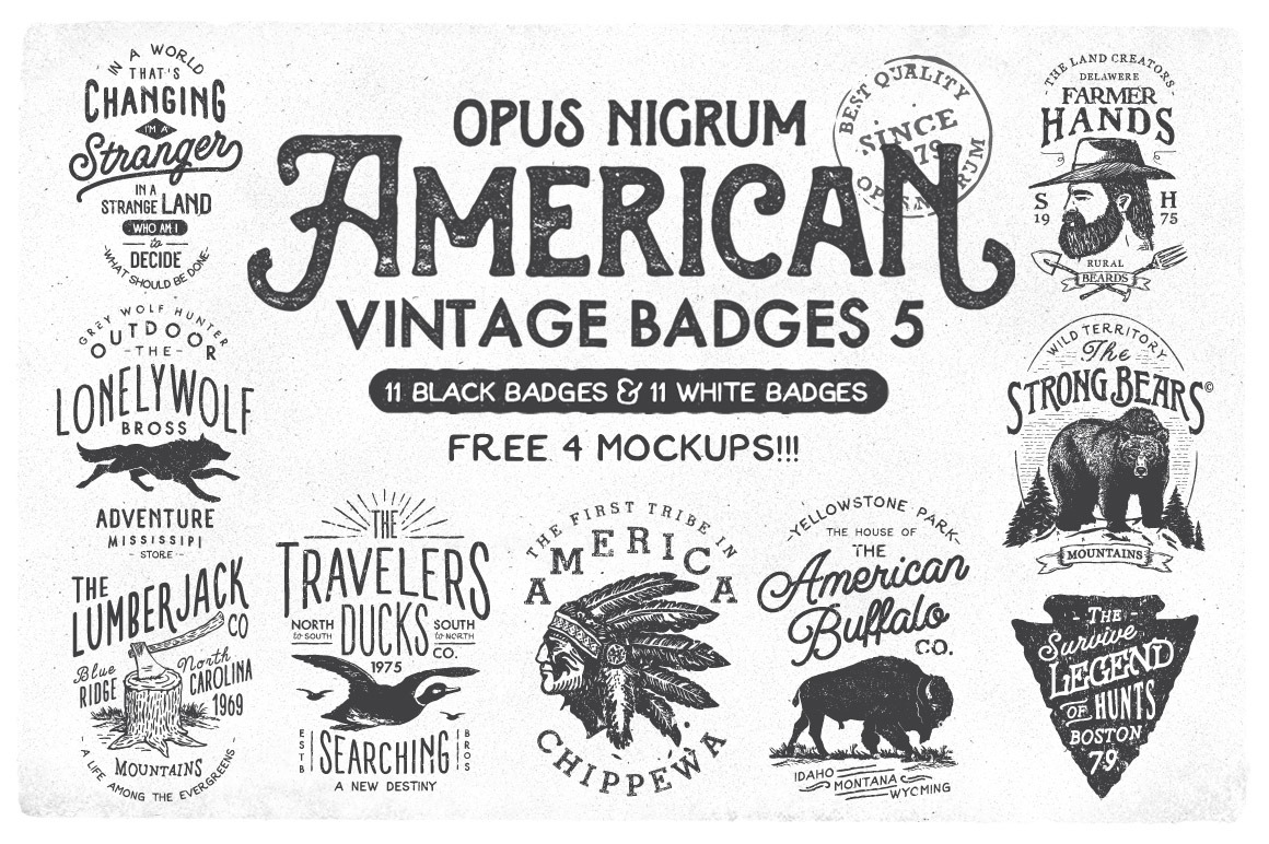  American  Vintage  Badges 5 Logo  Templates Creative Market