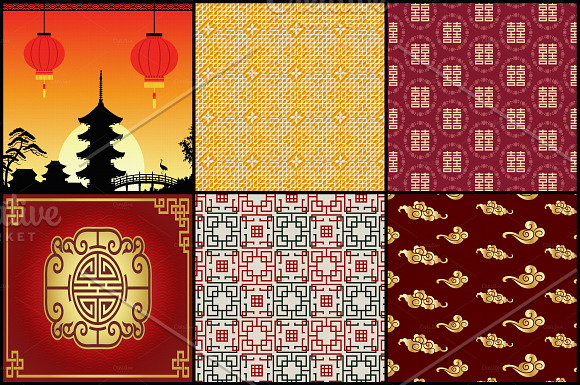 Chinese Designs Digital Papers in Patterns - product preview 1