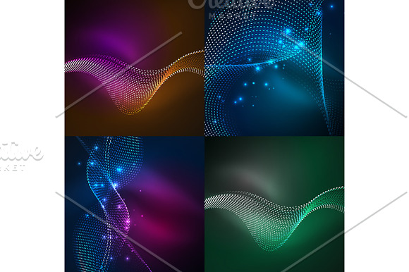 Set Of Particles Smoke Wave Backgrounds