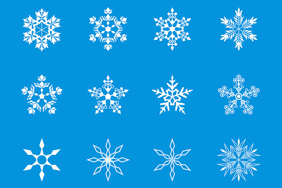 36 Snowflakes Vector Silhouette