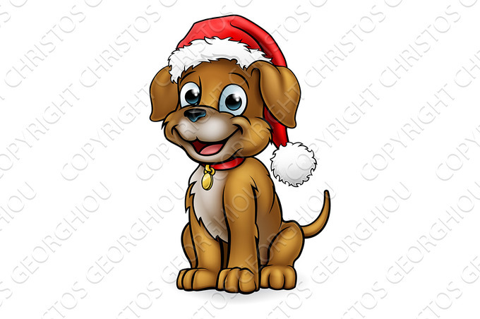 Santa Hat Christmas Dog ~ Illustrations ~ Creative Market