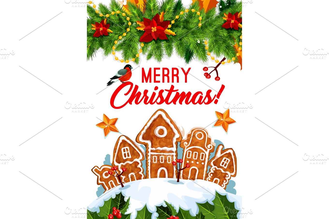 Merry Christmas winter cookie vector greeting card Illustrations Creative Market