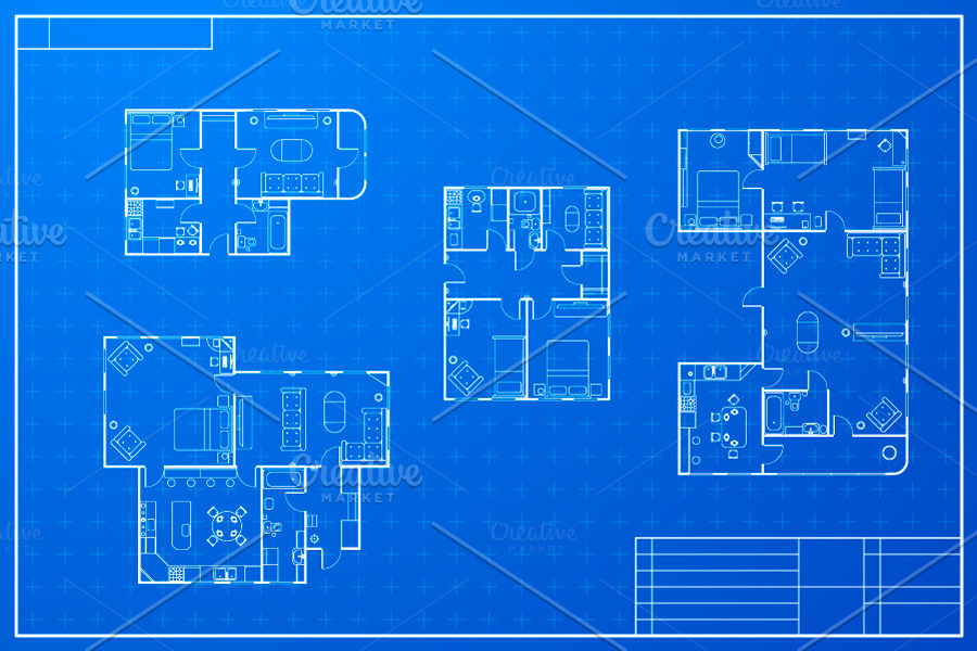 Different blueprint house plans Graphic Objects 