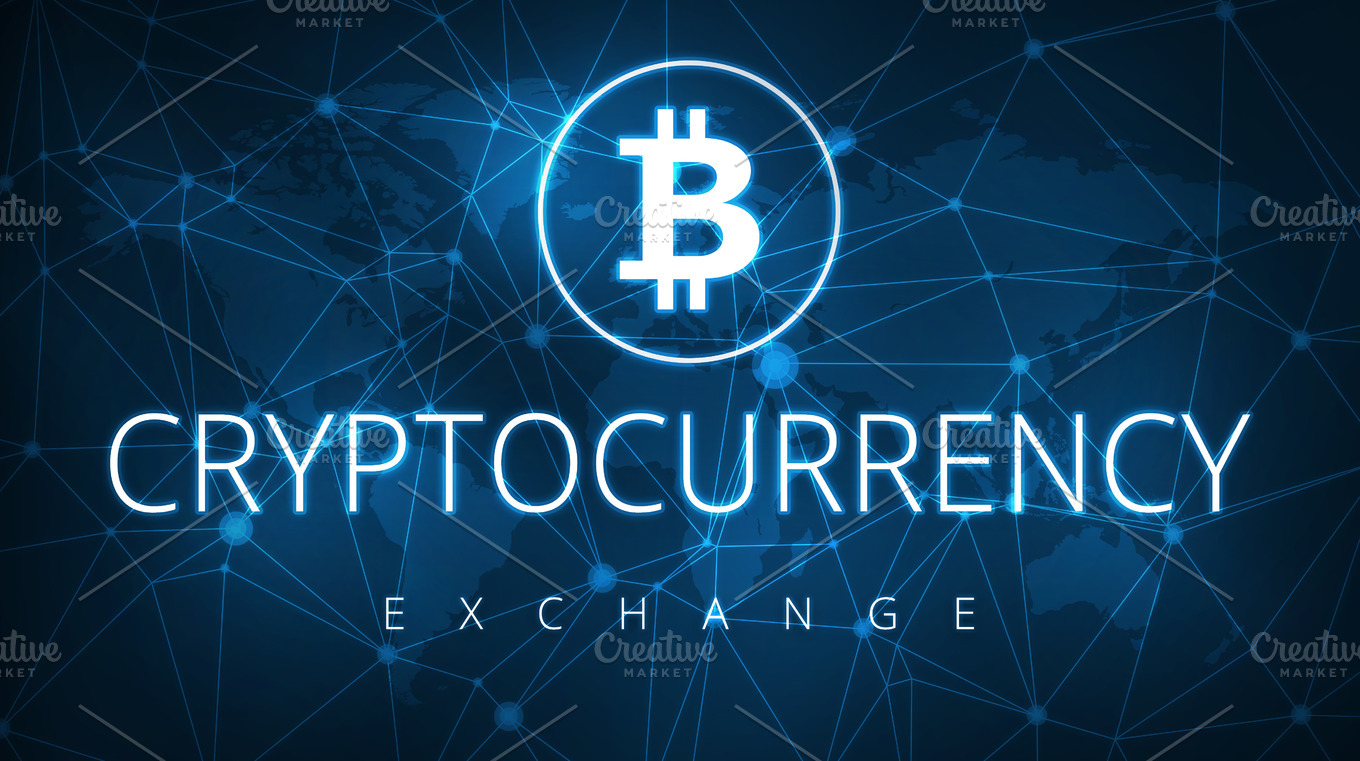 Cryptocurrency exchange futuristic hud banner. Icons Creative Market