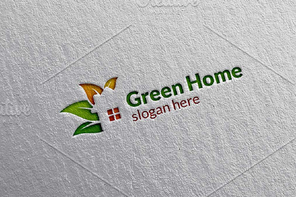 Green Home Leaf Real Estate Logo