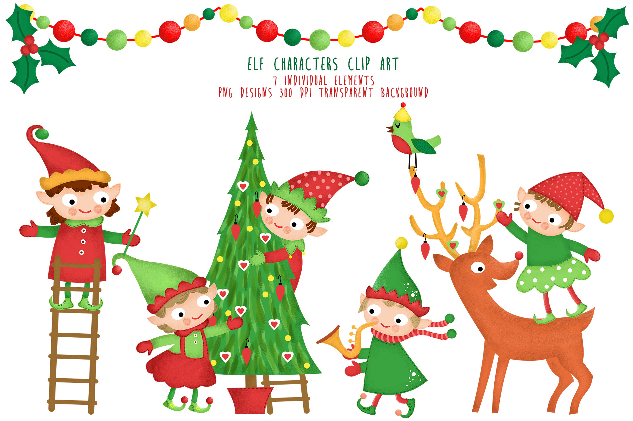 Elf Characters Clipart Santa Helpers ~ Illustrations ...
