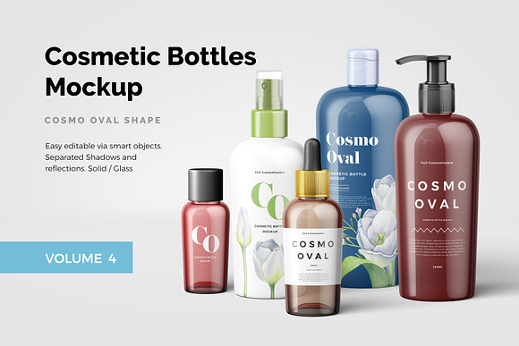 Free Cosmetic Bottles Mockup Vol.4