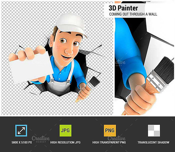 3D Painter Coming Out Through A Wall