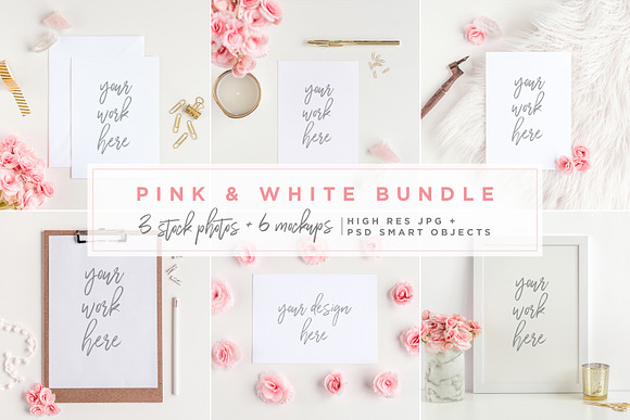 Free Pink & White Bundle - Mockups