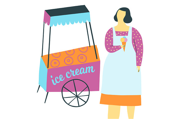 Ice Cream Vendors Illustration Set in Illustrations - product preview 1