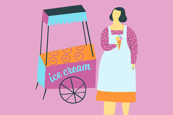 Ice Cream Vendors Illustration Set in Illustrations - product preview 2