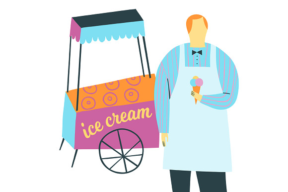 Ice Cream Vendors Illustration Set in Illustrations - product preview 3
