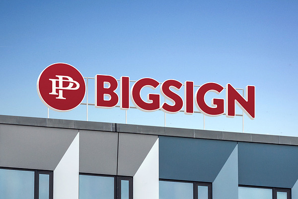 Download 3D big sign logo mock signboard roof