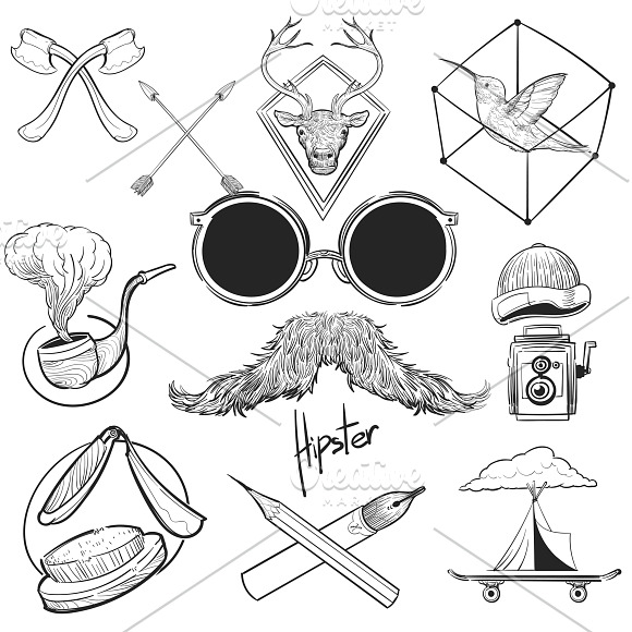 Hand drawing illustration hipster in Illustrations