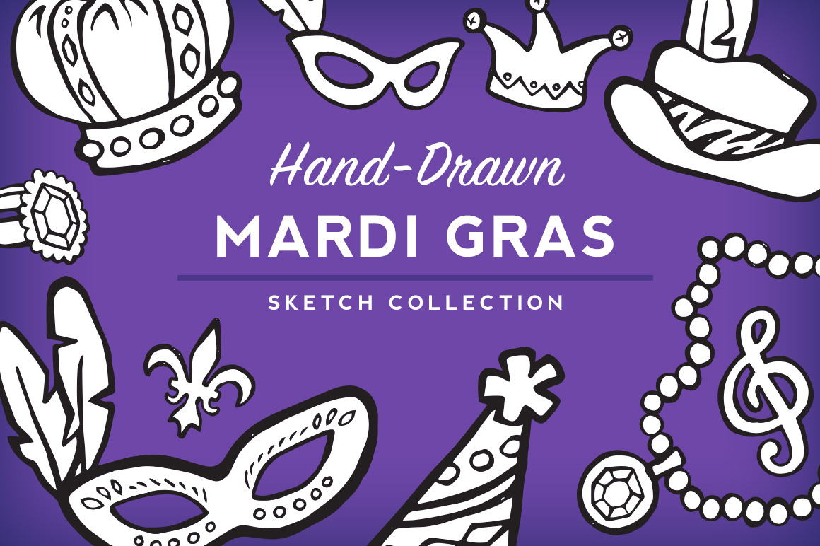 mardi-gras-sketch-collection-illustrations-creative-market
