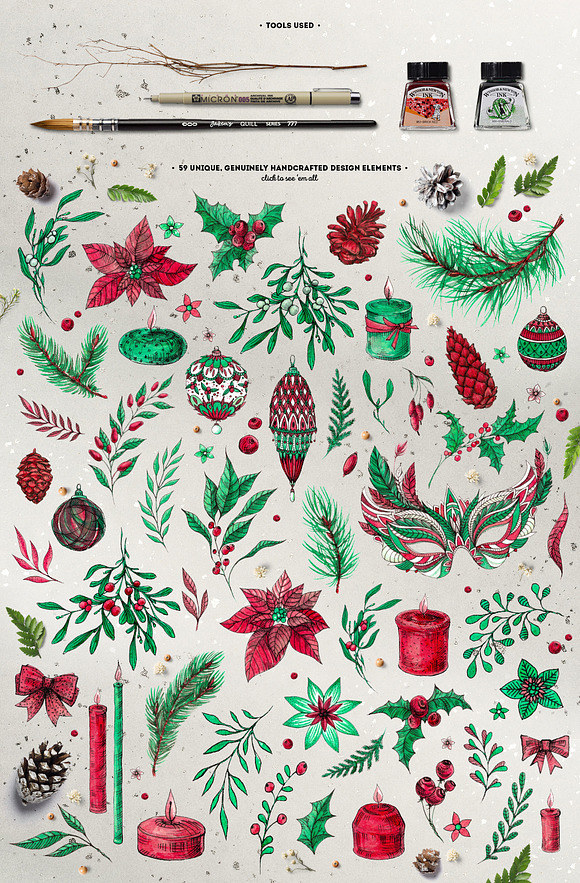 Inky Christmas Huge DIY Set in Illustrations - product preview 1