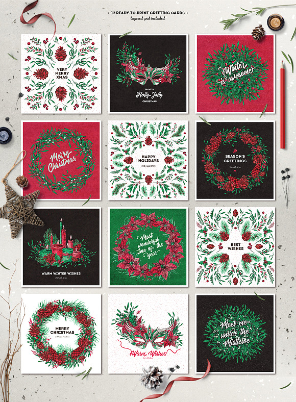 Inky Christmas Huge DIY Set in Illustrations - product preview 3