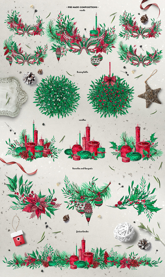 Inky Christmas Huge DIY Set in Illustrations - product preview 4