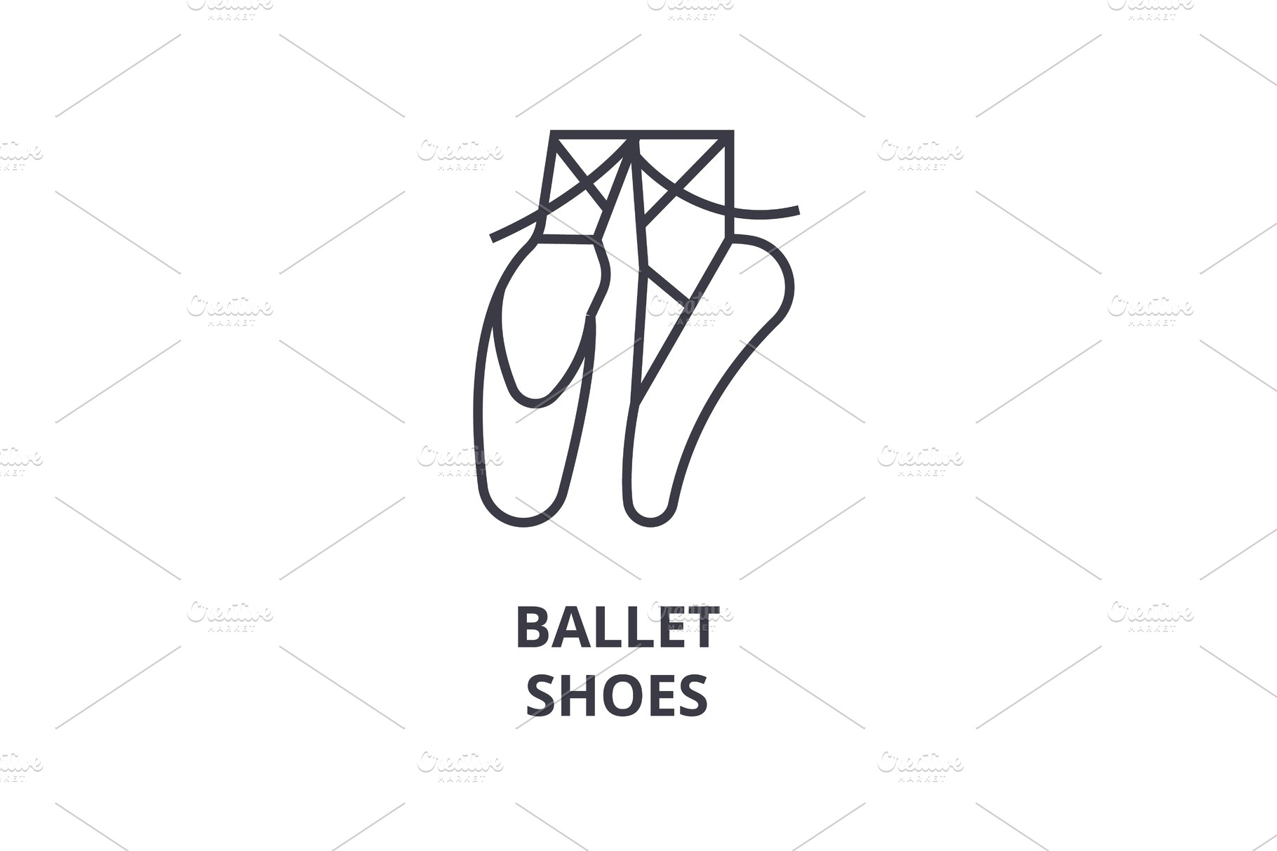 ballet shoes line icon, outline sign, linear symbol