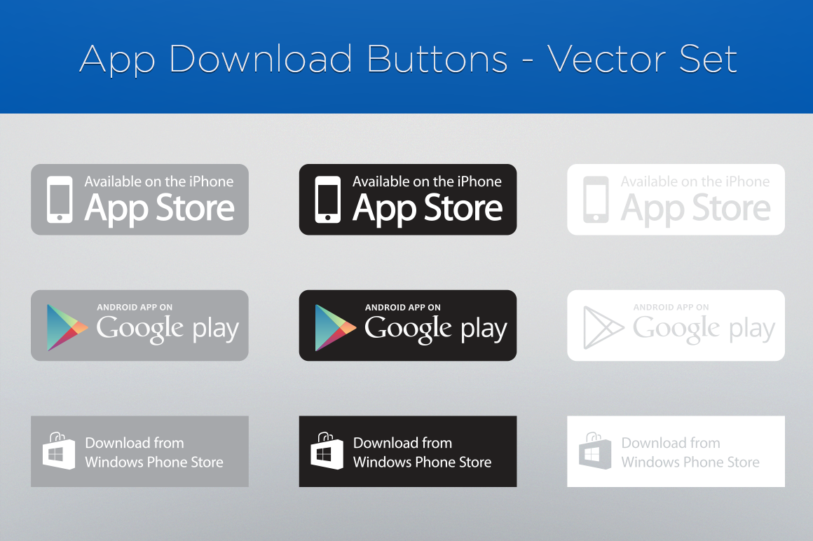 App Download Buttons Vector Set Icons Creative Market
