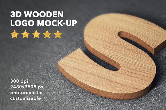 Download 3D wooden logo sign mock-up