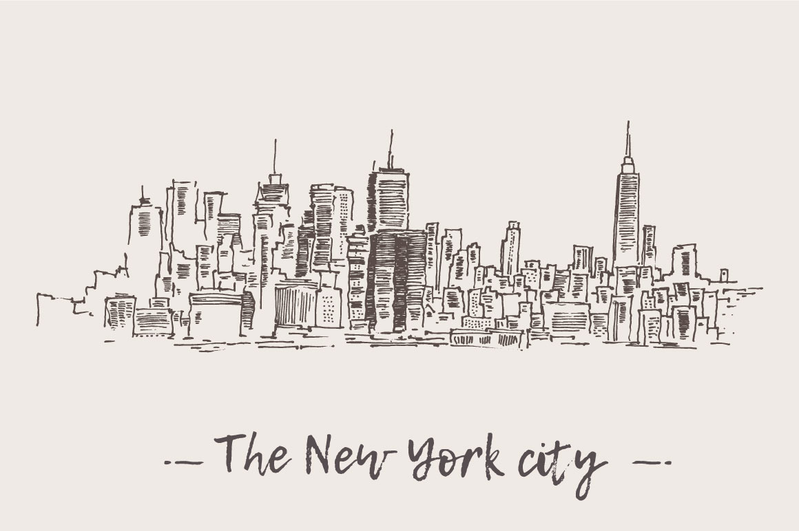Set of New York city skylines ~ Illustrations ~ Creative Market