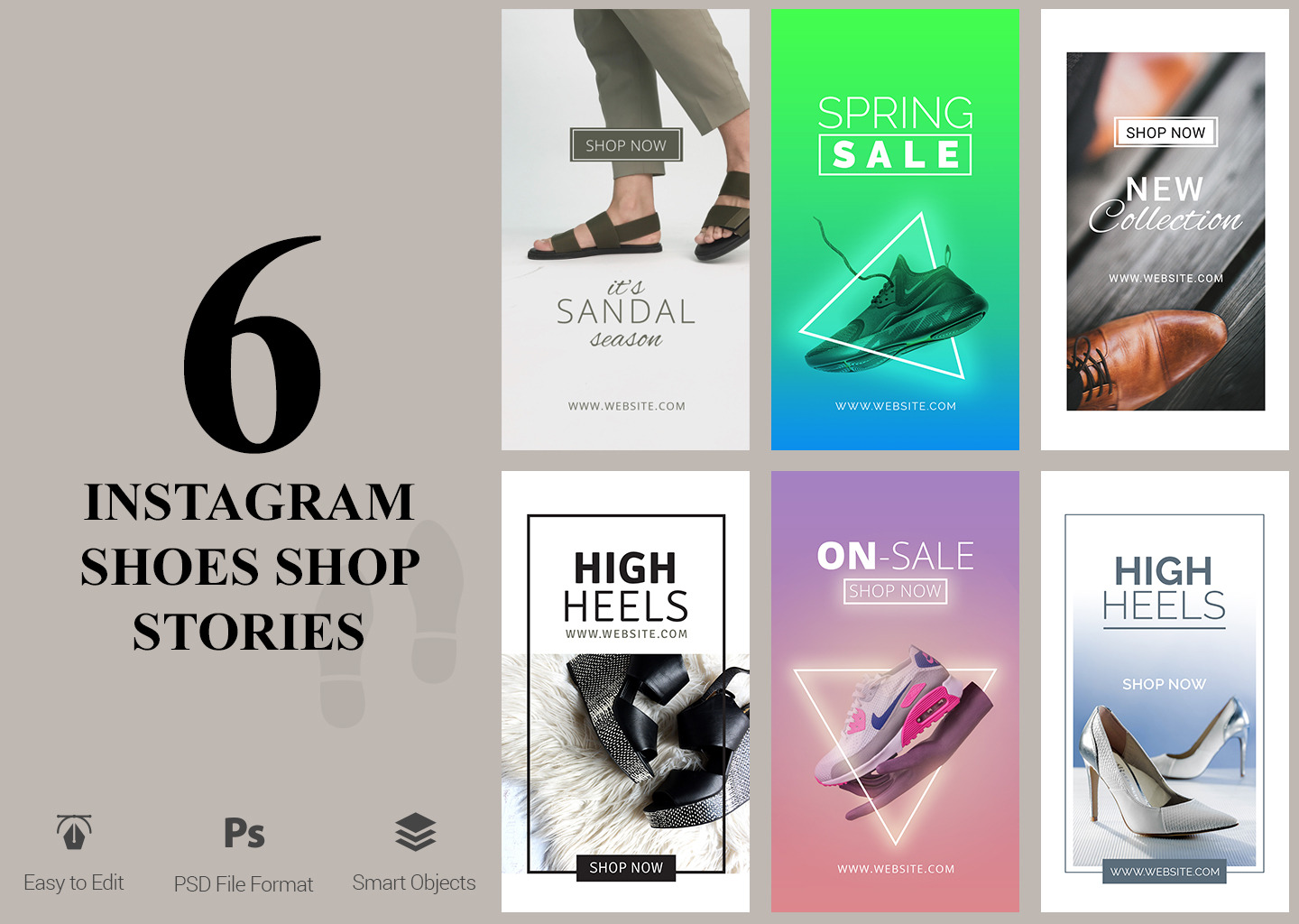 6 Shoes Shop Instagram Stories Instagram Templates Creative Market