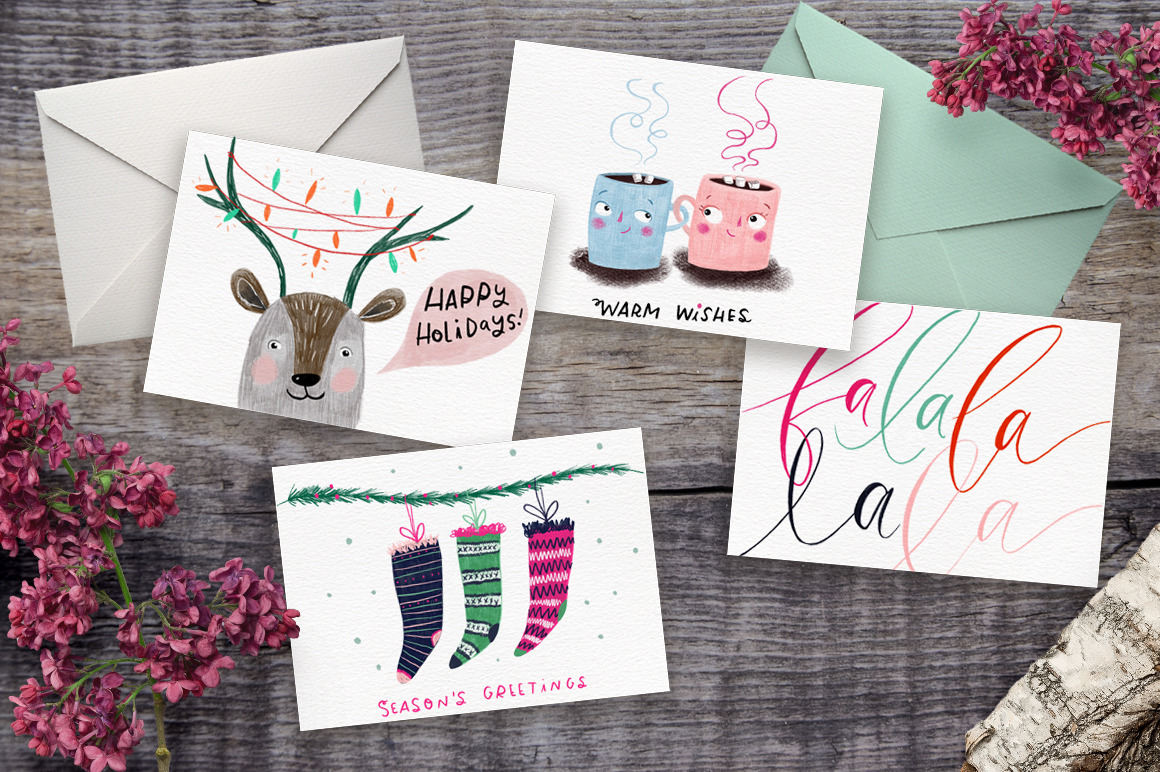 DiY Printable Holiday Cards - Illustrations