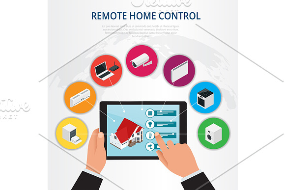 Isometric Remote Home Control Smart Home Concept Holding A Smart Energy Controller Online Home Automation System On A Digital Tablet Vector Illustration