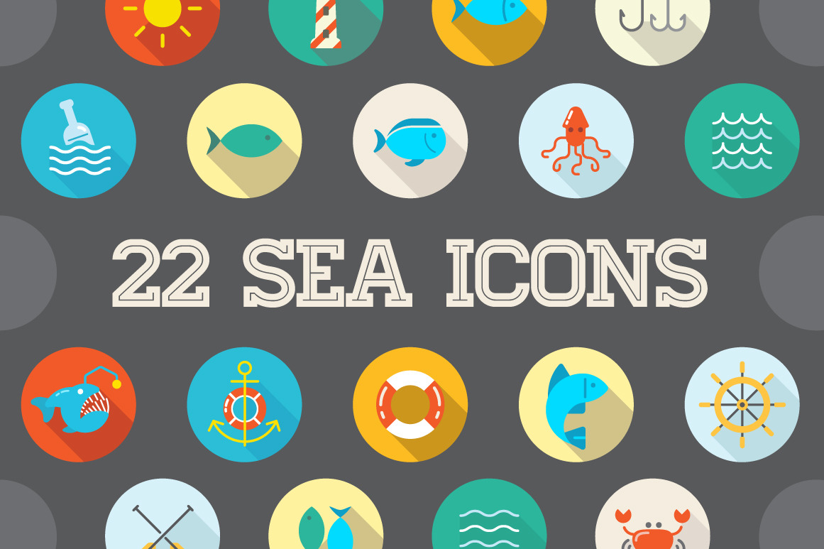 Awesome 22 Flat Vector Sea Icons ~ Icons ~ Creative Market
