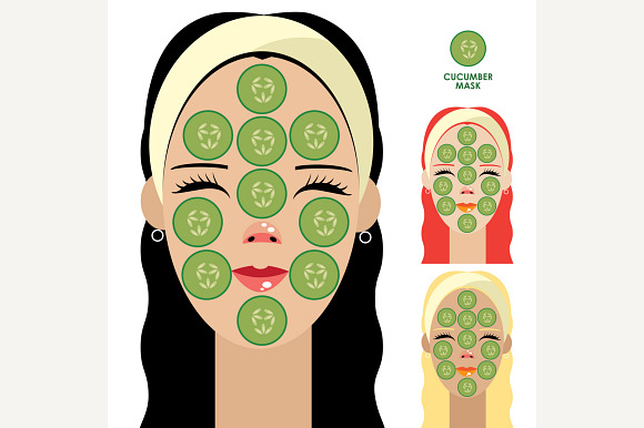 Women With Cucumber Facial Mask