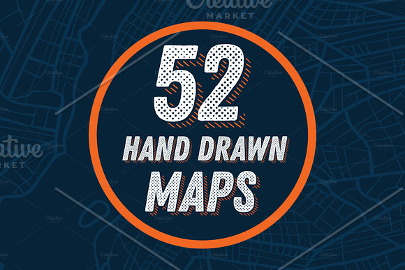 52 Hand Drawn Maps Set in Illustrations