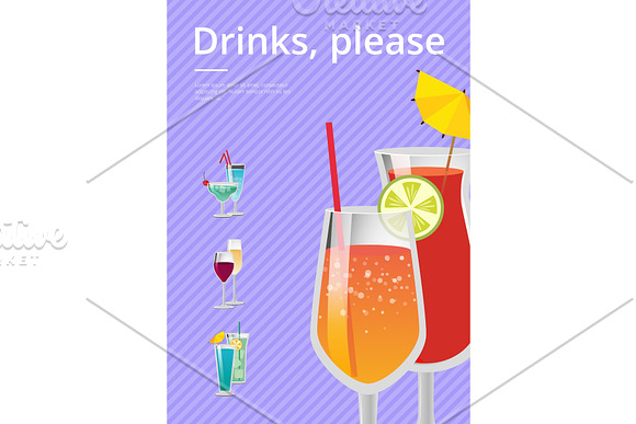 Drinks Please Poster With Lemonade Cocktail Glass
