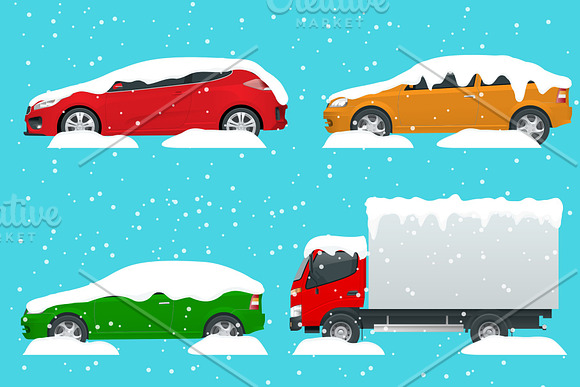 Cars Covered In Snow On A Road During Snowfall Snow Storm Lots Of Cars Cold Spell Concept