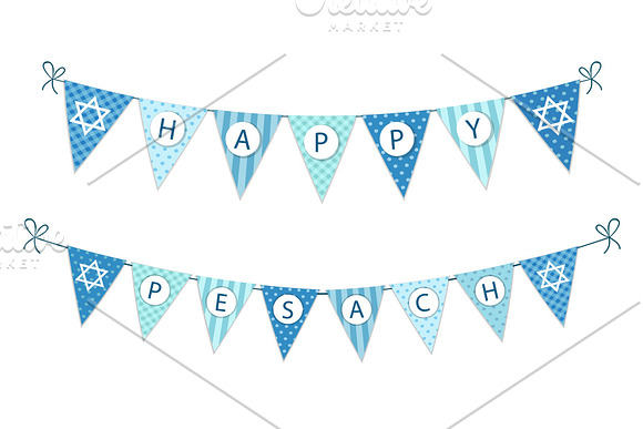Cute Festive Bunting Flags For Pesach Jewish Holiday Passover
