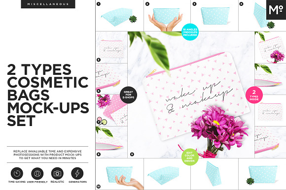 Download Free Download Cosmetic Pouch Mock Ups Set 2 Types PSD Mockups.
