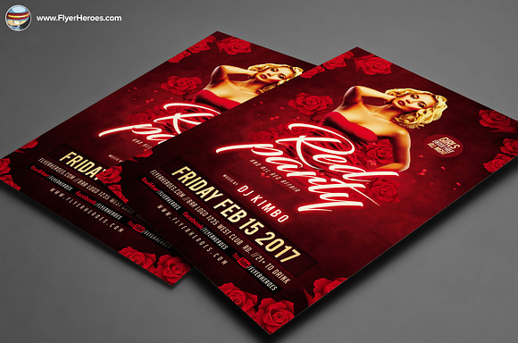 Valentines Red Party Flyer Template in Flyer Templates - product preview 1
