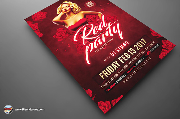 Valentines Red Party Flyer Template in Flyer Templates - product preview 2